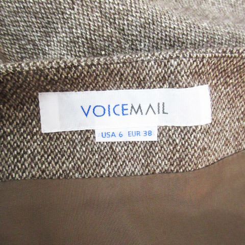 ヴォイスメール VOICEMAIL トランペットスカート ボックスプリーツスカート ミモレ丈 ウール シルク混 総柄 38 茶 ベージュ ブラウン /FF38_画像5