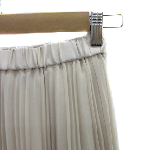  SunaUna Sunauna pleated skirt mi leak height plain 36 light beige /YS27 lady's 