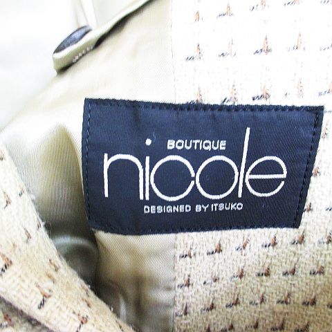 ブティックニコル boutique NICOLE テーラード ジャケット シングル ベージュ系 裏地 3P ウール 毛 日本製 肩パット メンズ_画像3