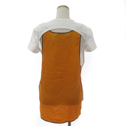 ヌメロヴェントゥーノ N°21 Tシャツ カットソー 半袖 レイヤード コットン シルク混 白 ホワイト オレンジ 40 M位 レディース_画像3