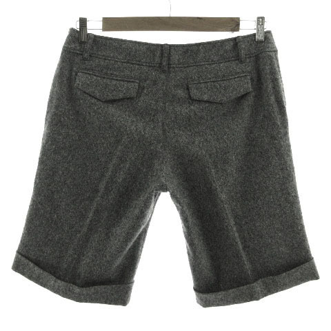  Indivi INDIVI брюки шорты кромка двойной сделано в Японии кашемир . твид ворсистый черный чёрный белый 44 большой размер 