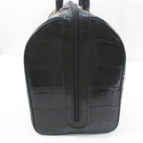  Zari a-niZagliani Boston bag travel bag Gold metal fittings black black series crocodile leather pouch attaching lady's 