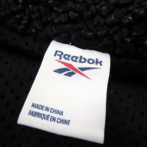 リーボック Reebok ジャケット ボアジャケット ビッグ ロゴ 刺繍 ジップアップ M 黒 ブラック 国内正規品 レディース_画像5