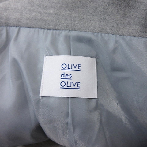 オリーブデオリーブ OLIVE des OLIVE チェスターコート 総裏地 M グレー /YI レディース_画像6