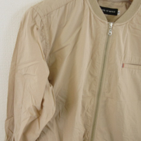 アロウドトゥアンフォールド ALLOWED TO UNFOLD ノーカラージャケット 長袖 薄手 ジップアップ ベージュ M *T579 メンズ_画像5