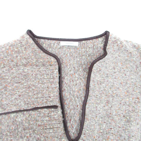  Jeanasis JEANASIS knitted sweater slit neck long sleeve plain oversize F multicolor gray /HO44 lady's 