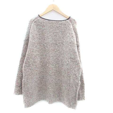  Jeanasis JEANASIS knitted sweater slit neck long sleeve plain oversize F multicolor gray /HO44 lady's 
