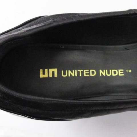 ユナイテッドヌード UNITED NUDE パンプス ラウンドトゥ チャンキーヒール 切替 レザー ブラック 37 24cm ■RF レディース_画像8