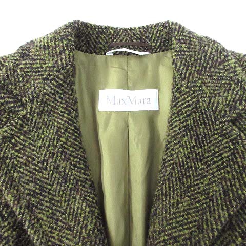  Max Mara MAX MARA white tag tweed tailored jacket 2B Brown khaki 40 lady's 