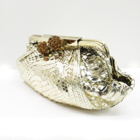 zfi Alexander zufi alexander clutch bag bulrush . python leather Gold #RF lady's 