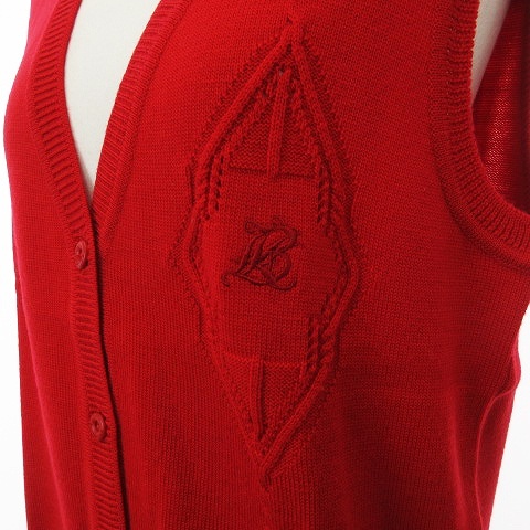  Burberry zBurberrys Vintage вязаный лучший V шея Logo .... шерсть передний открытие красный красный M #GY14 женский 
