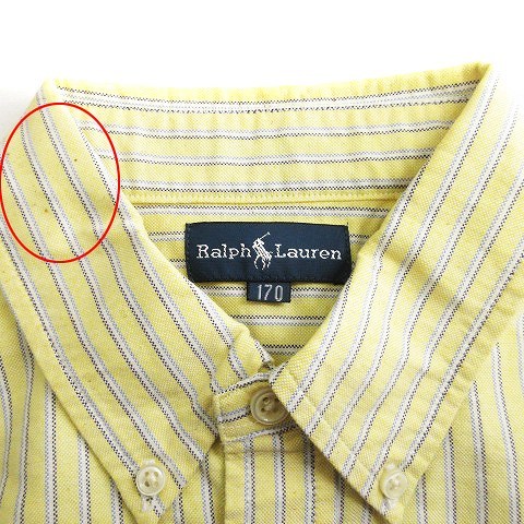  Ralph Lauren RALPH LAUREN shirt short sleeves stripe button down BDpo knee .... yellow yellow 170 #GY14 Kids 