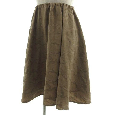  Rose Bud ROSE BUD skirt gya The - flair midi height waist rubber half lustre cotton . camouflage camouflage Brown tea F