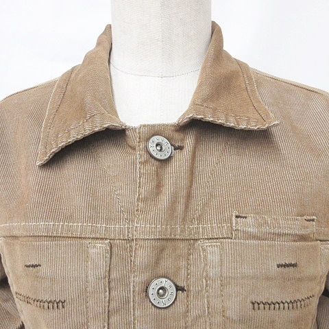  Yanuk YANUK jacket corduroy single stretch cotton tea Brown S lady's 