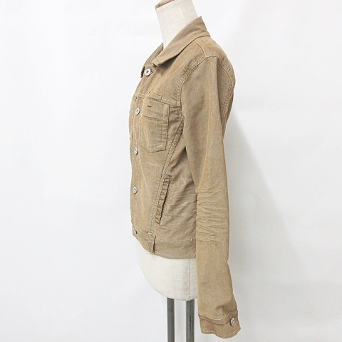  Yanuk YANUK jacket corduroy single stretch cotton tea Brown S lady's 