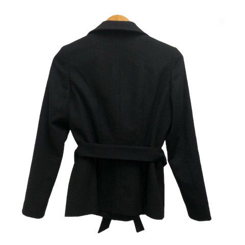 イネド INED ジャケット ショートコート 上着 Vネック アンゴラ混 ウール混 無地 長袖 11 黒 ブラック レディース_画像2