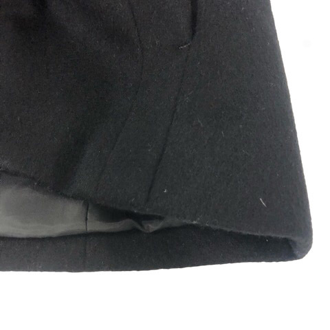 イネド INED ジャケット ショートコート 上着 Vネック アンゴラ混 ウール混 無地 長袖 11 黒 ブラック レディース_画像4