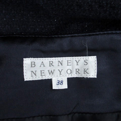 バーニーズニューヨーク BARNEYS NEW YORK ボックスプリーツスカート ラップスカート ひざ丈 ウール 38 紺 ネイビー /HO49 レディース_画像5