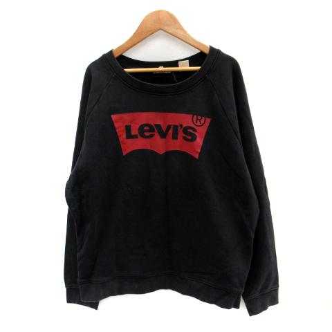 リーバイス Levi's トレーナー スウェット 長袖 ラウンドネック プリント M 黒 ブラック /SM39 メンズ_画像1