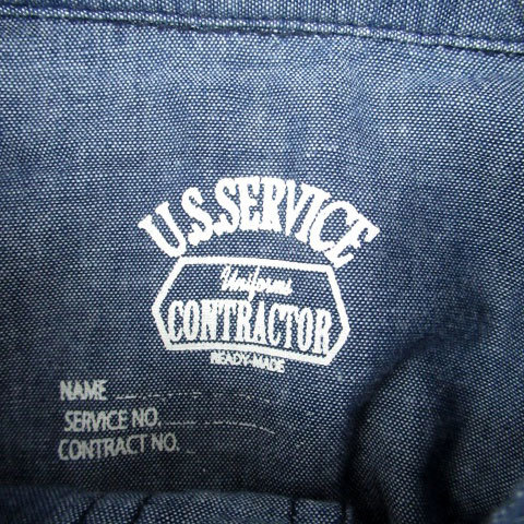 ユーエスサービス U.S.SERVICE カジュアルシャツ 長袖 無地 紺 ネイビー /HO46 メンズ_画像4