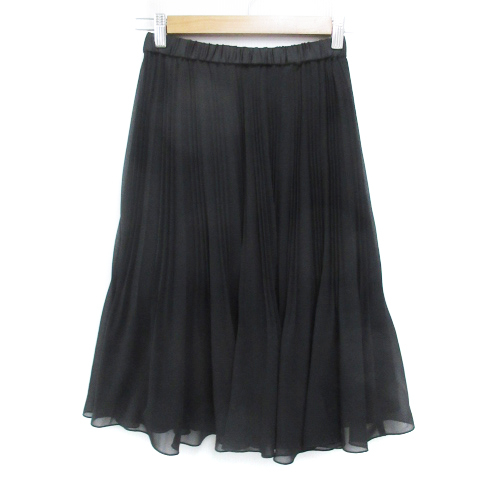  SunaUna Sunauna flair skirt chiffon skirt mi leak height plain 36 black black /FF52 lady's 