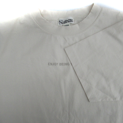 アールエヌエーエヌ RNA-N Tシャツ カットソー 五分袖 ラウンドネック 刺繍 M ライトグレージュ /SM17 レディース_画像3