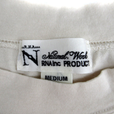 アールエヌエーエヌ RNA-N Tシャツ カットソー 五分袖 ラウンドネック 刺繍 M ライトグレージュ /SM17 レディース_画像4