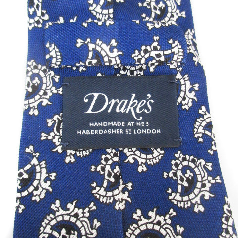 ドレイクス DRAKE'S ネクタイ レギュラータイ シルク 総柄 マルチカラー 紺 白 ネイビー ホワイト /FF55 メンズ_画像5