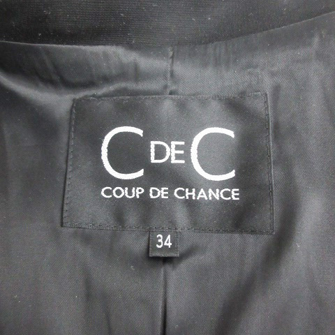 クードシャンス CdeC COUP DE CHANCE テーラードジャケット ミドル丈 シングルボタン 総裏地 34 ブラック 黒 /YM33 レディース_画像4