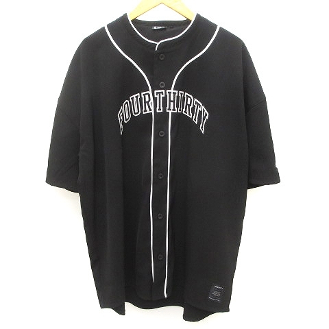フォーサーティ fourthirty 430 S/S BB SHIRTS 23-079 ベースボールシャツ 半袖 ロゴ刺繍 黒 ブラック 2 L位 トップス メンズ