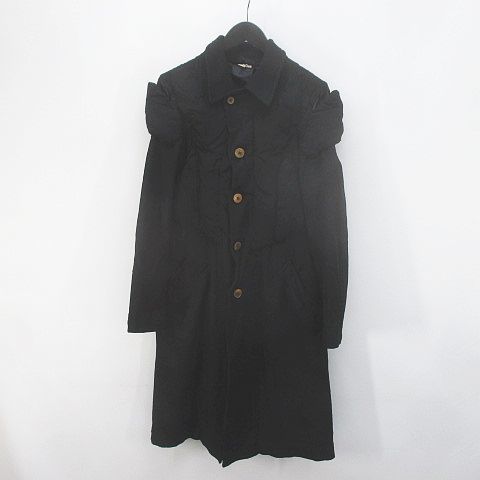 コムデギャルソン COMME des GARCONS GF-C026 AD2010 ミドル丈 コート XS 黒系 ブラック ボタン 中綿 裏地 ポケット 日本製 レディース