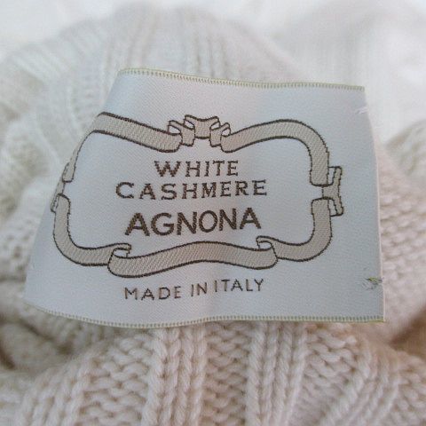 アニオナ AGNONA 長袖 ニット セーター タートルネック カシミヤ 40 白系 ホワイト イタリア製 無地 レディース_画像3