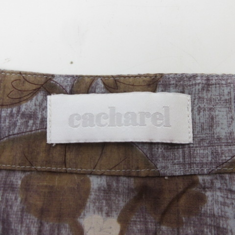 キャシャレル cacharel シルク スカートひざ丈 総柄 紫 パープル系 34 約S レディース_画像4