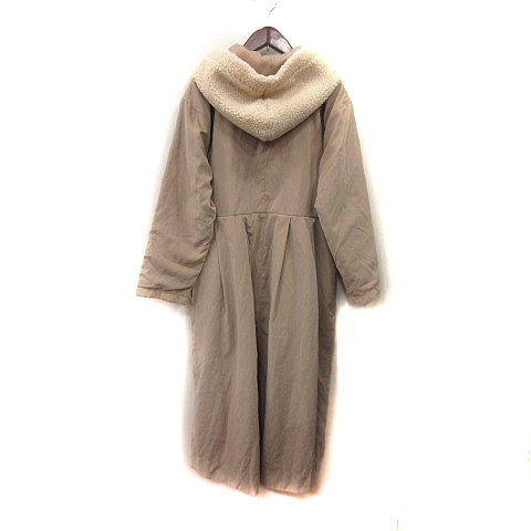  E hyphen world gallery E HYPHEN WORLD GALLERY PEACE long coat cotton inside total lining hood boa F beige /YI lady's 