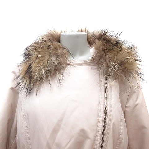  green Note gree*n[nout] by EASTBOY down coat total lining raccoon fur 15 beige /MN lady's 