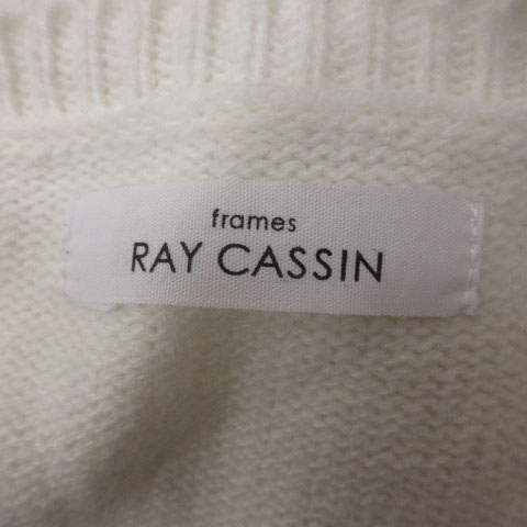 レイカズン Ray cassin ニット セーター オーバーサイズ 刺繍 ボア 長袖 F 白 ホワイト 黒 ブラック /MS レディース_画像5