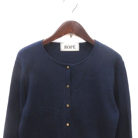  Rope ROPE cardigan knitted long sleeve 38 navy blue navy /MS lady's 