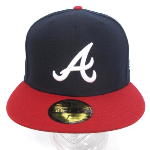 ニューエラ NEW ERA 59FIFTY MLBオンフィールド アトランタ・ブレーブス ホーム キャップ 野球帽 ロゴ 刺繍 ネイビー レッド 7 1/2 ■ECS_画像2