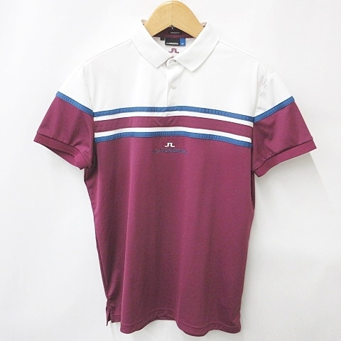  J Lindberg J.LINDEBERG рубашка-поло Golf короткий рукав Logo линия белый фиолетовый синий белый лиловый голубой L мужской 