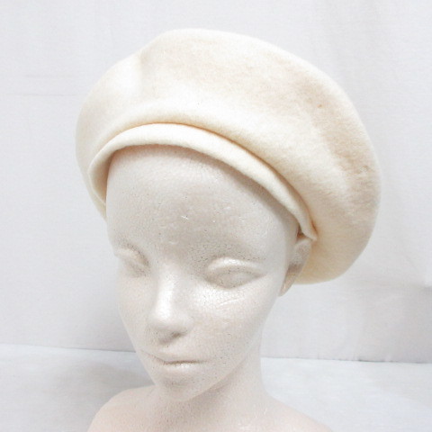ウール100％ フェルト ベレー帽 帽子 オフホワイト 日本製 全日本帽子協会 レディース_画像1