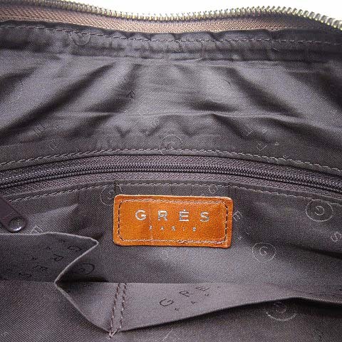  gray GRES black ko type pushed . leather shoulder bag diagonal .. Cross body Brown tea men's lady's 