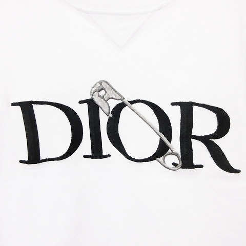 ディオール Dior 美品 Judy Blame Tシャツ カットソー 半袖 丸首 クルーネック 安全ピン 刺繍 ロゴ 白 ホワイト 6 110cm位 ■SM1 キッズ_画像3