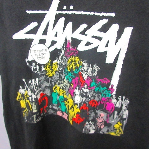 ステューシー STUSSY Tシャツ カットソー プリント 半袖 黒 ブラック S 1216 メンズ_画像4