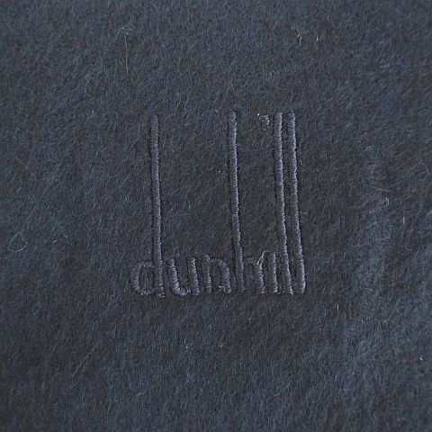ダンヒル dunhill マフラー ストール ショール カシミヤ 紺系 ネイビー ロゴ 文字 刺繍 フリンジ メンズ_画像8