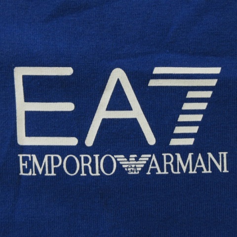 エンポリオアルマーニ EMPORIO ARMANI EA7 ポロシャツ カットソー 半袖 プリント コットン混 青 ブルー トリコロールカラー M トップス ■G_画像6