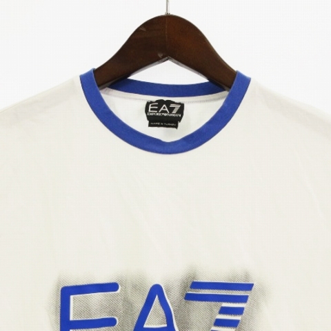 エンポリオアルマーニ EMPORIO ARMANI EA7 Tシャツ カットソー 半袖 クルーネック ロゴ プリント コットン混 白 ホワイト S トップス ■GY0の画像2