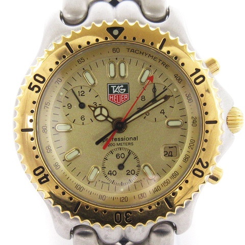 タグホイヤー セル クロノグラフ プロフェッショナル200 腕時計 ウォッチ クオーツ アナログ デイト CG1121-0 ゴールドカラー ■SM1の画像1