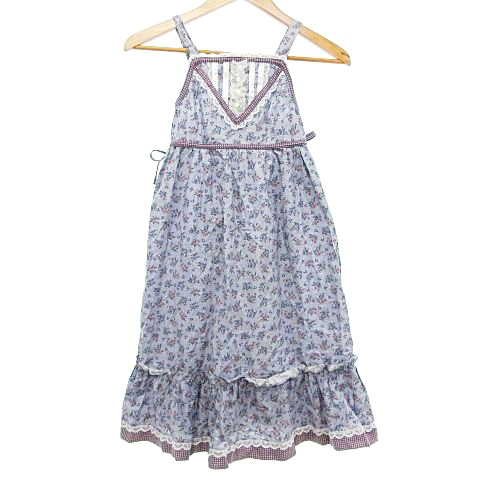 ヴィンテージ VINTAGE ガニーサックス GUNNE SAX 子供服 70's 小花柄 キャミソール ワンピース Aライン USA製 10 青 ブルー 女の子 キッズ