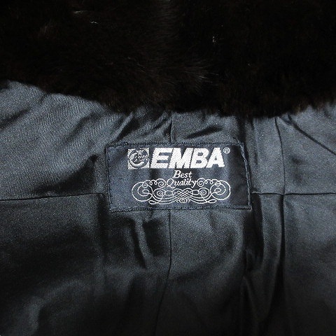  Enba EMBA beautiful goods BlackGlama mink shawl fur fringe tea Brown #GY09 X lady's 