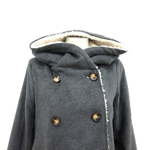  As Know As as know as fake mouton coat double boa total lining hood charcoal gray /YK #MO lady's 